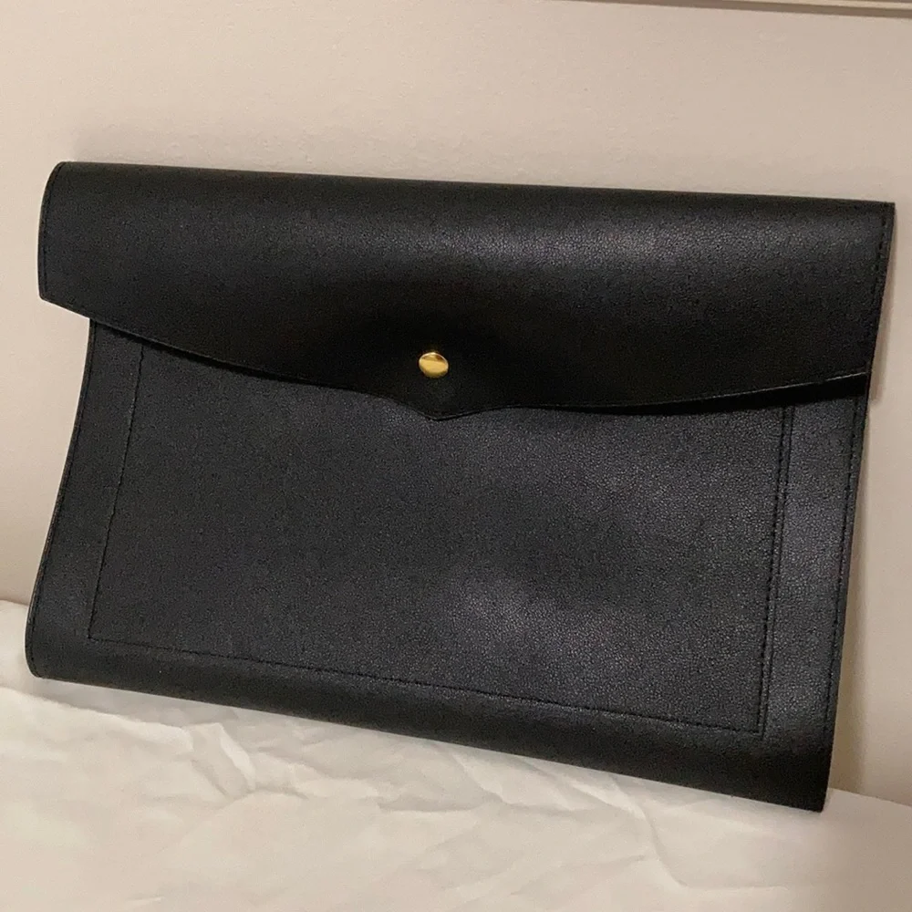 Black Leather Desk Organizer Portfolio